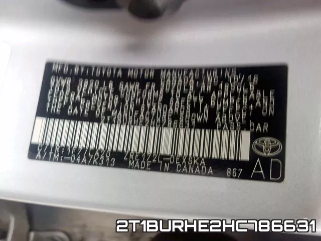 2T1BURHE2HC786631 фото 2