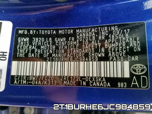 2T1BURHE6JC984859 фото 2