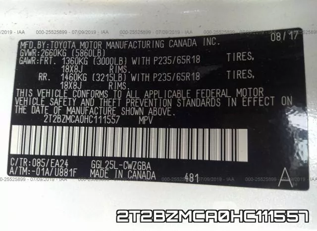 2T2BZMCA0HC111557 фото 10