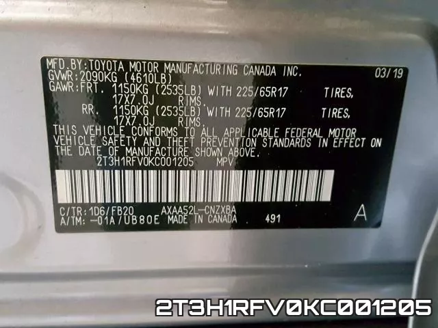 2T3H1RFV0KC001205 фото 2