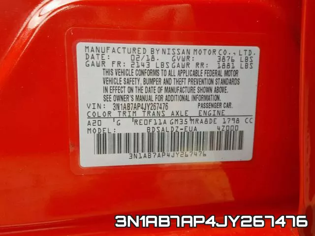 3N1AB7AP4JY267476 фото 2