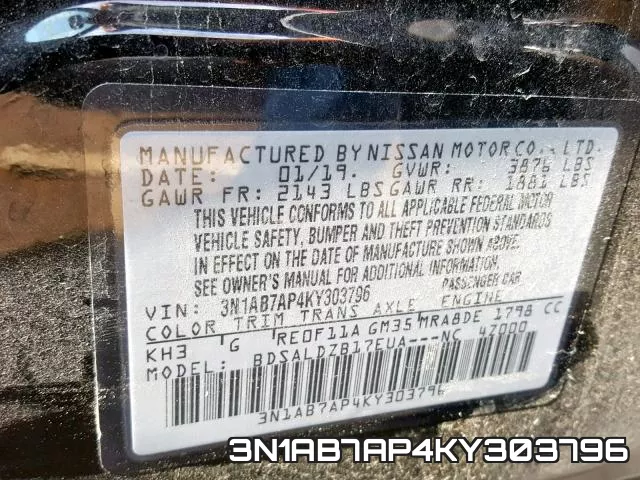 3N1AB7AP4KY303796 фото 2