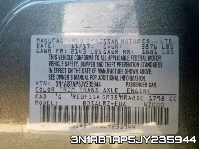 3N1AB7AP5JY235944 фото 2