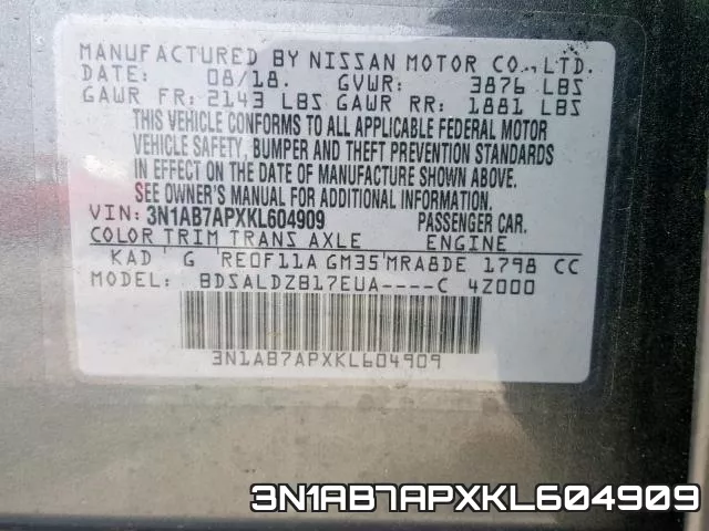 3N1AB7APXKL604909 фото 2