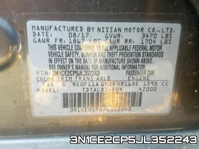 3N1CE2CP5JL352243 фото 2