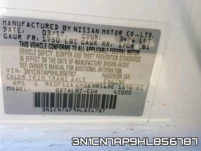 3N1CN7AP9HL856787 фото 2