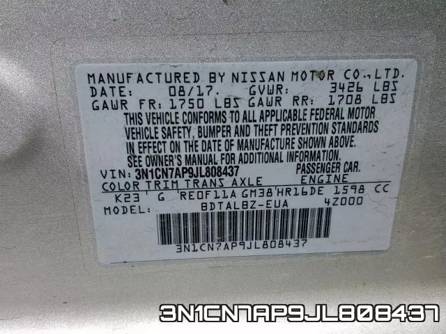 3N1CN7AP9JL808437 фото 2