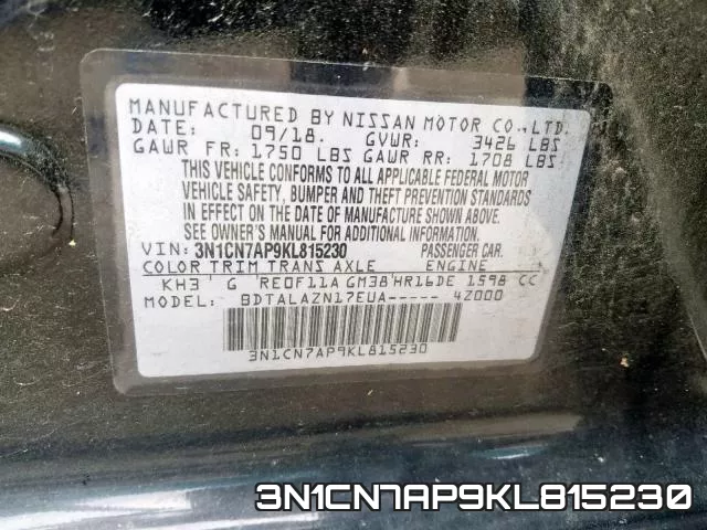 3N1CN7AP9KL815230 фото 2