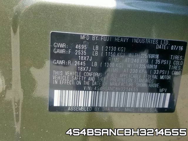 4S4BSANC8H3214655 фото 2