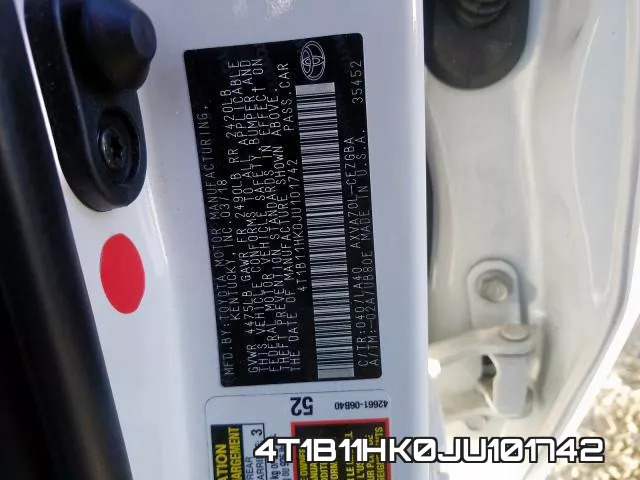 4T1B11HK0JU101742 фото 2