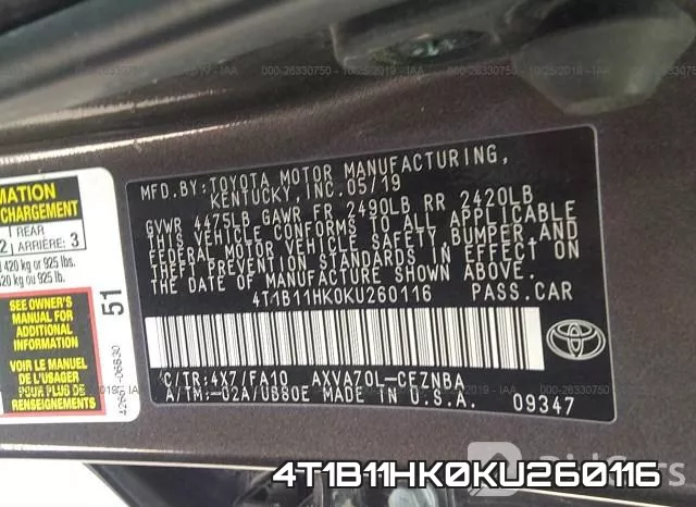 4T1B11HK0KU260116 фото 10