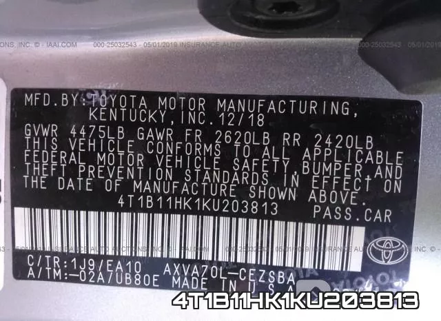 4T1B11HK1KU203813 фото 10