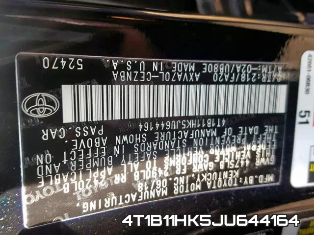 4T1B11HK5JU644164 фото 2