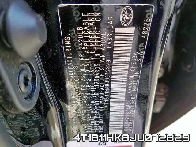 4T1B11HK8JU072829 фото 2