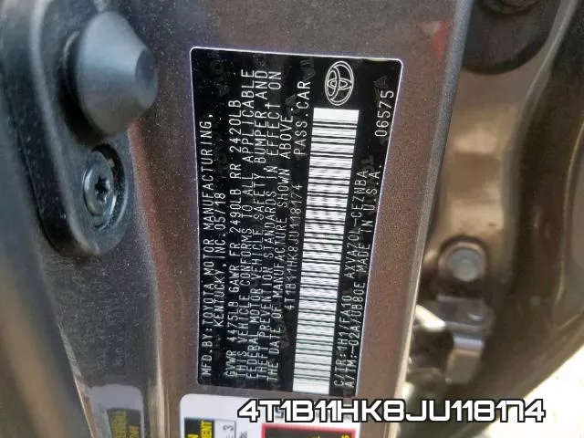 4T1B11HK8JU118174 фото 2