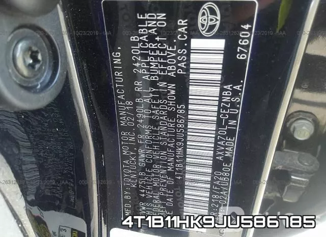 4T1B11HK9JU586785 фото 10