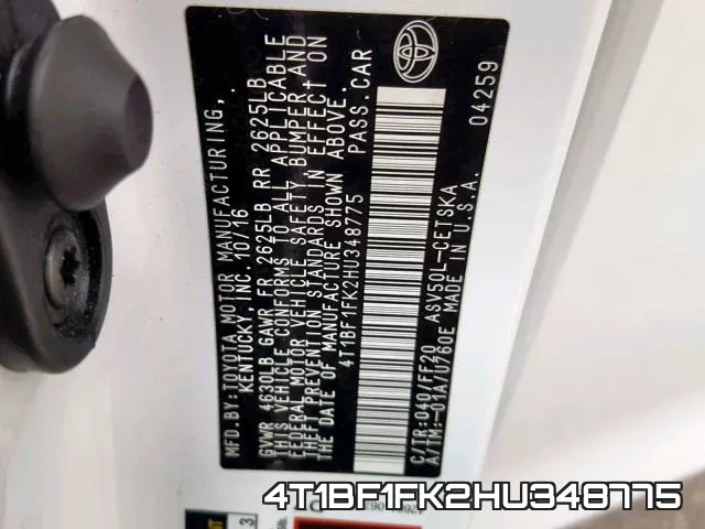 4T1BF1FK2HU348775 фото 2