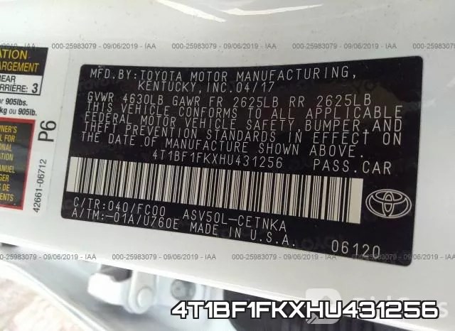 4T1BF1FKXHU431256 фото 10
