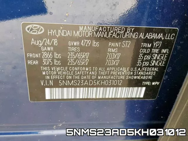 5NMS23AD5KH031012 фото 2