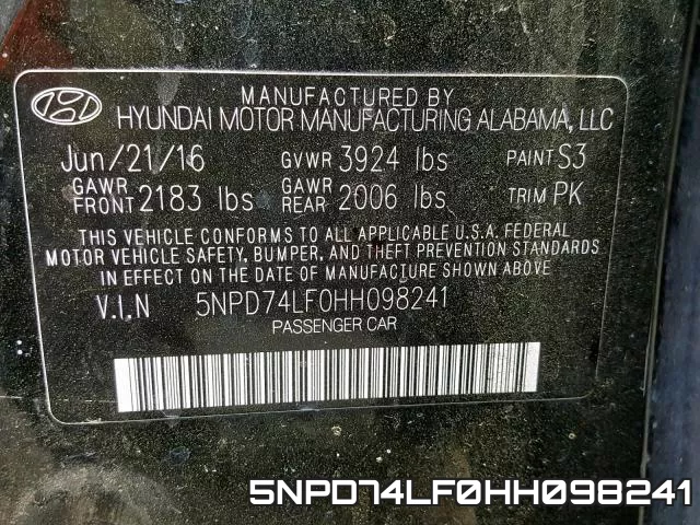 5NPD74LF0HH098241 фото 2