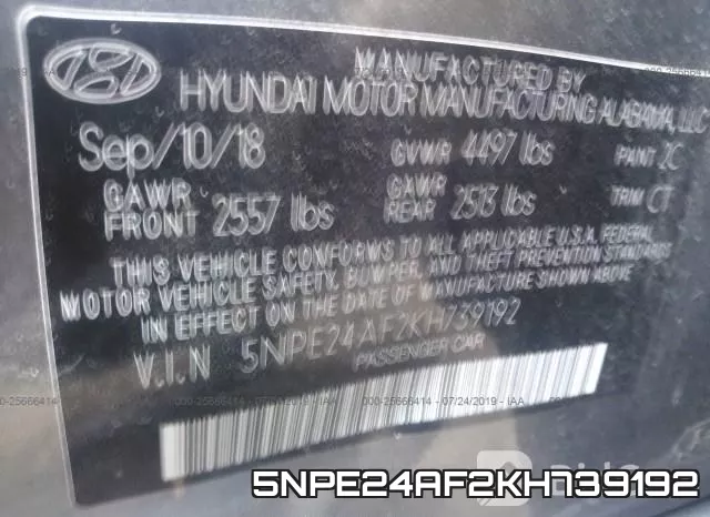 5NPE24AF2KH739192 фото 10