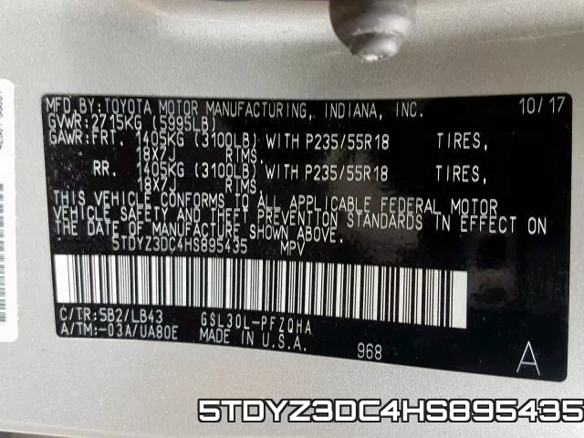 5TDYZ3DC4HS895435 фото 2
