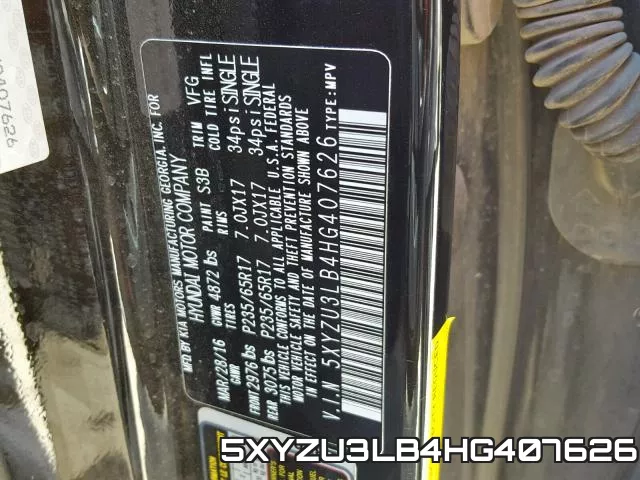 5XYZU3LB4HG407626 фото 2