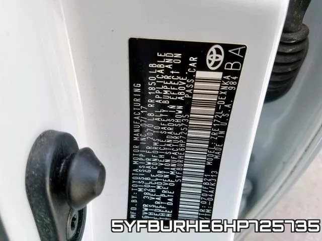 5YFBURHE6HP725735 фото 2