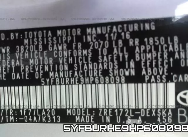 5YFBURHE9HP608098 фото 10