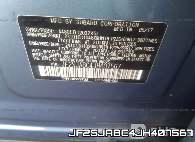 JF2SJABC4JH407567 фото 10