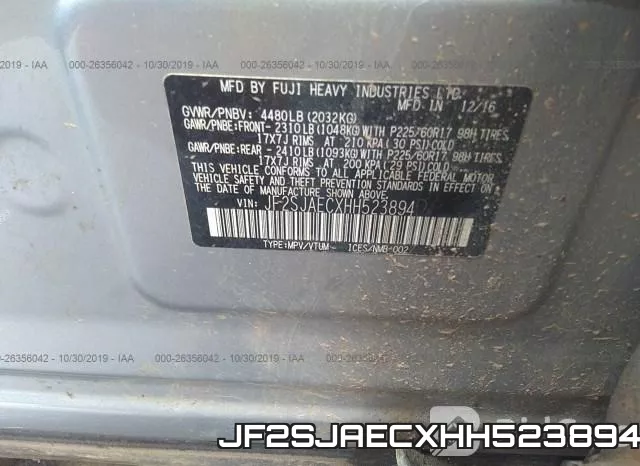 JF2SJAECXHH523894 фото 10