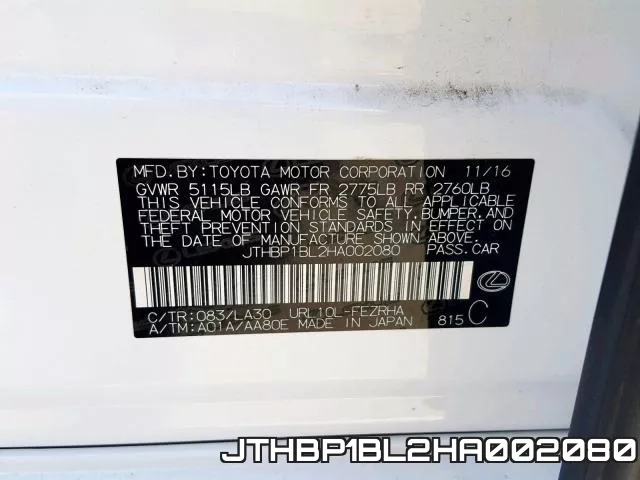 JTHBP1BL2HA002080 фото 2