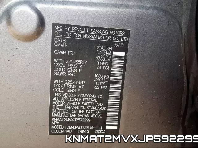 KNMAT2MVXJP592299 фото 2