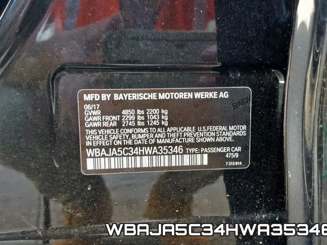 WBAJA5C34HWA35346 фото 2