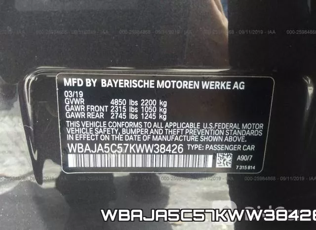 WBAJA5C57KWW38426 фото 8