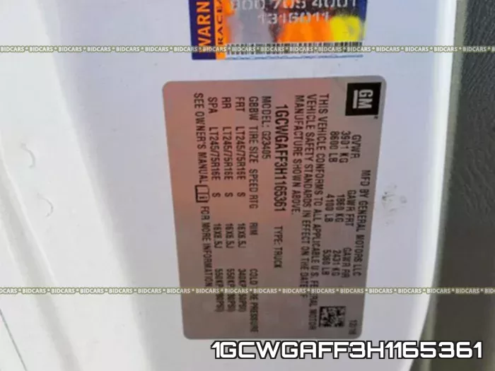 1GCWGAFF3H1165361 фото 2