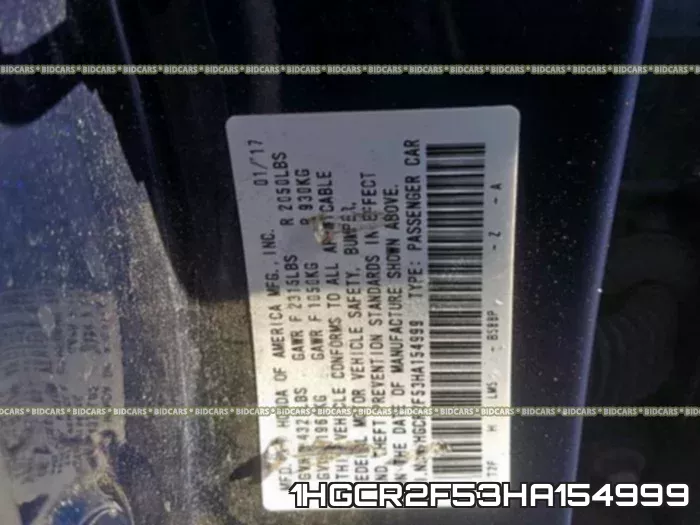 1HGCR2F53HA154999 фото 2