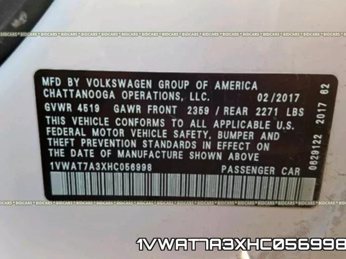 1VWAT7A3XHC056998 фото 2