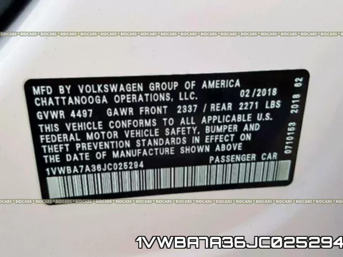 1VWBA7A36JC025294 фото 2