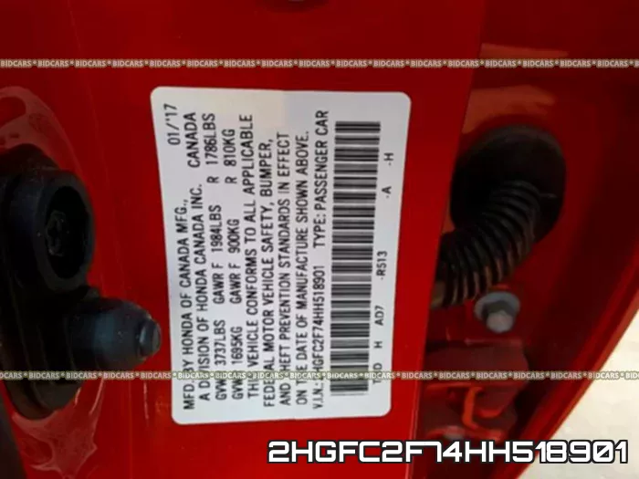 2HGFC2F74HH518901 фото 2