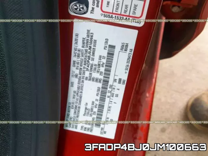 3FADP4BJ0JM100663 фото 2