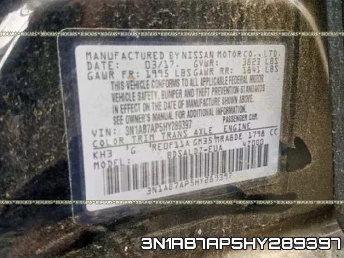 3N1AB7AP5HY289397 фото 2