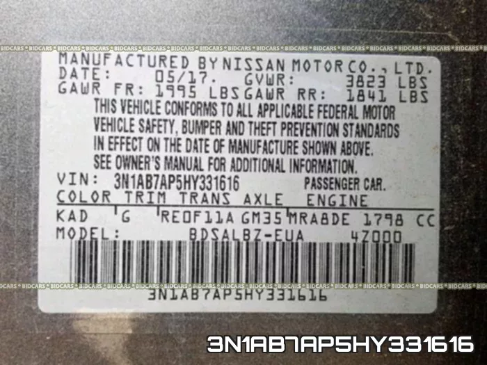 3N1AB7AP5HY331616 фото 2