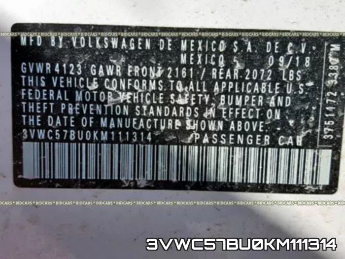 3VWC57BU0KM111314 фото 2