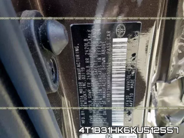 4T1B31HK6KU512557 фото 2