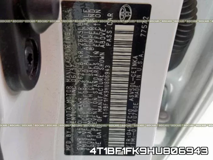 4T1BF1FK9HU806943 фото 2