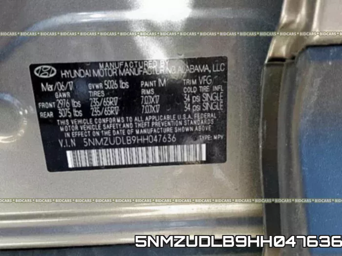 5NMZUDLB9HH047636 фото 2