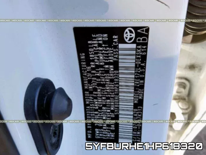 5YFBURHE1HP618320 фото 2