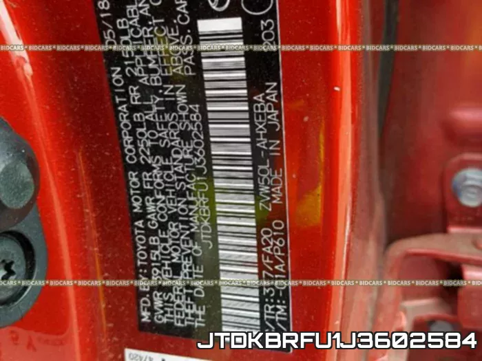 JTDKBRFU1J3602584 фото 2