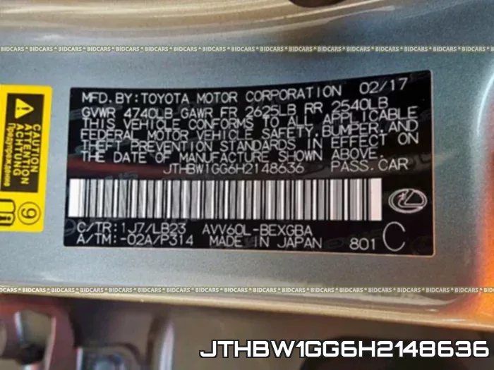 JTHBW1GG6H2148636 фото 2